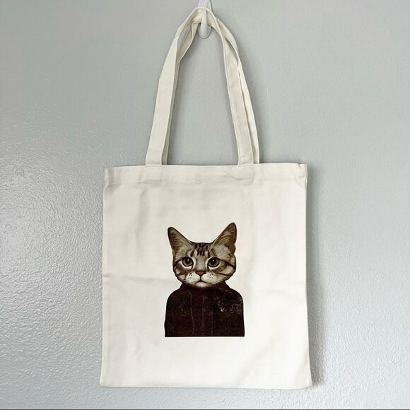 New Cat Print Canvas Bag - Picture 1 of 4